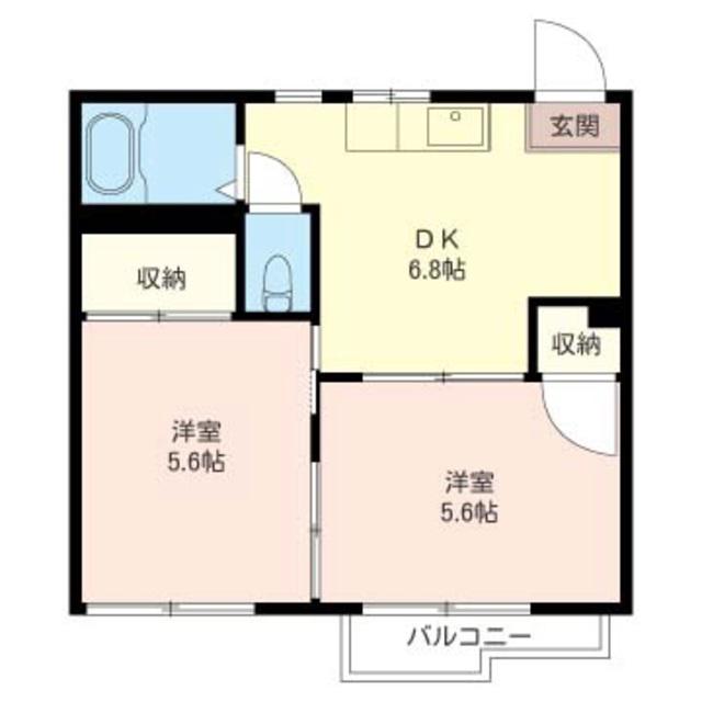 ジュネス東林間(2DK/2階)の間取り写真