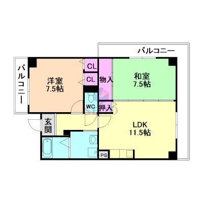 プレルディオ豊中南(2LDK/6階)の間取り写真