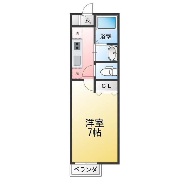 ソルテ四街道(1K/2階)の間取り写真