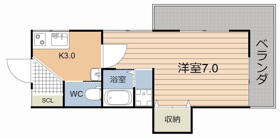 アパートメント新照院(1K/2階)の間取り写真