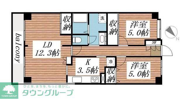 エクセル津田沼810(2LDK/8階)の間取り写真