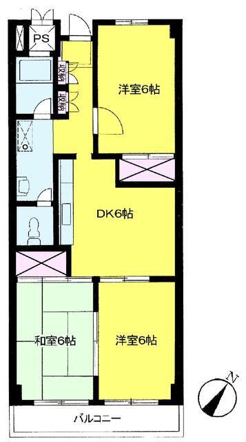 新井マンション(3DK/4階)の間取り写真
