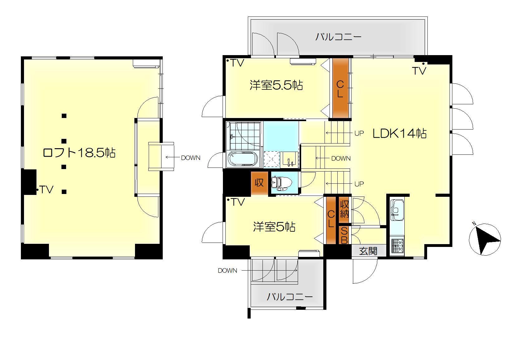 DER GLANZ 6TH AVE(2LDK/4階)の間取り写真
