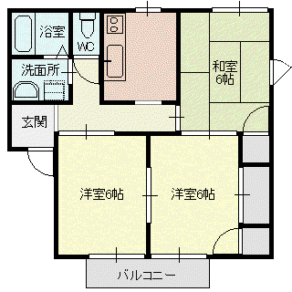 フォーブル峰(3K/2階)の間取り写真