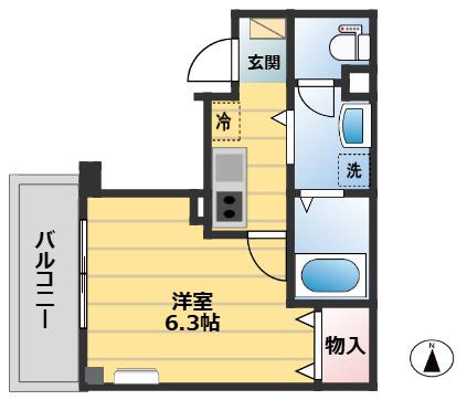 セレーナ早稲田(1K/3階)の間取り写真