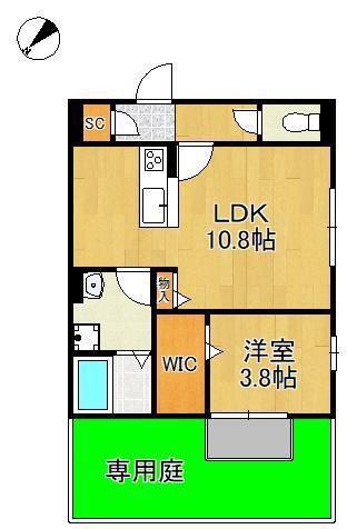 D-ROOM高須南(1LDK/1階)の間取り写真