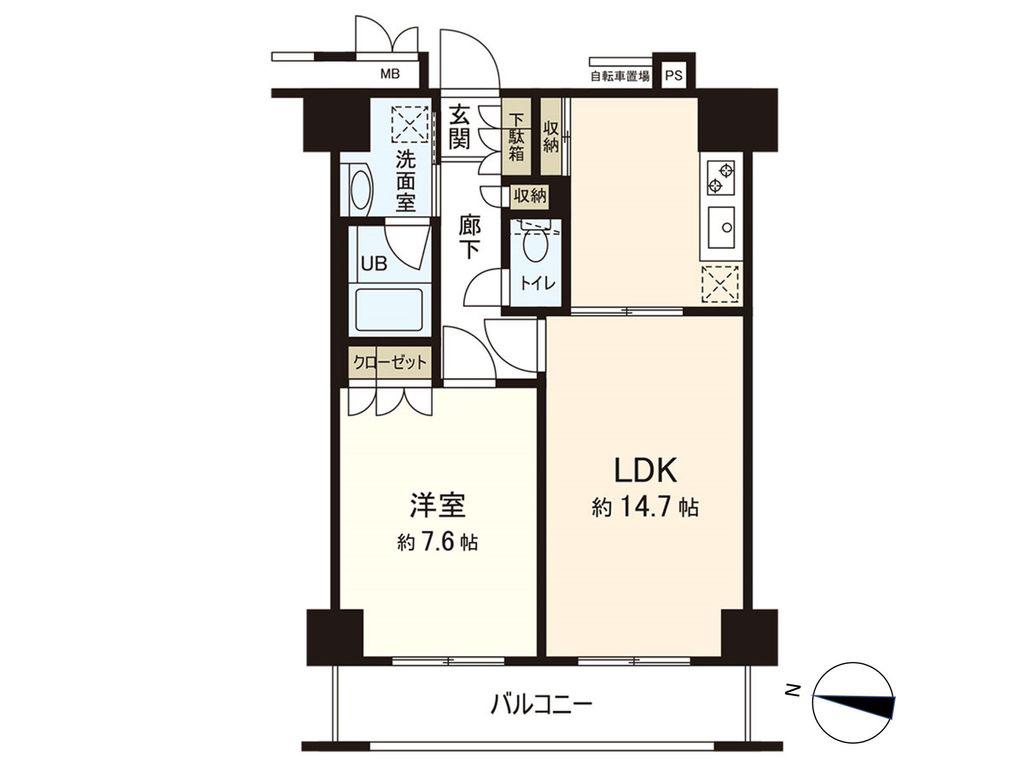 レジデンス仙台駅東(1LDK/9階)の間取り写真