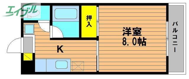 シャトレハイツ今村(1K/4階)の間取り写真