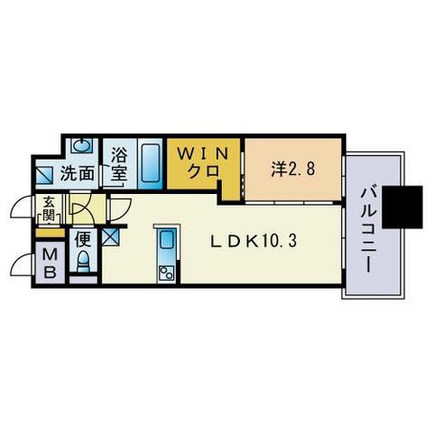 ブラン・スタイル博多(1LDK/6階)の間取り写真