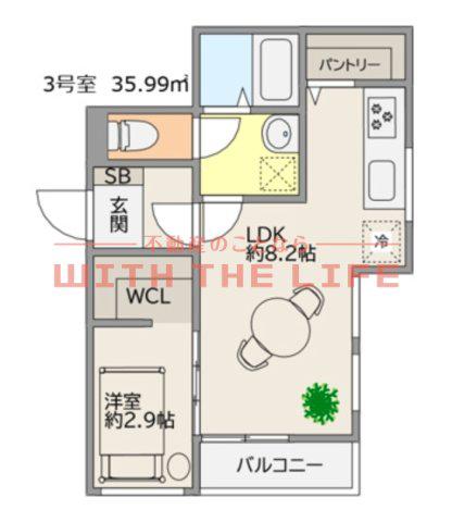 TRIOVE JR久留米アクシス(1DK/1階)の間取り写真
