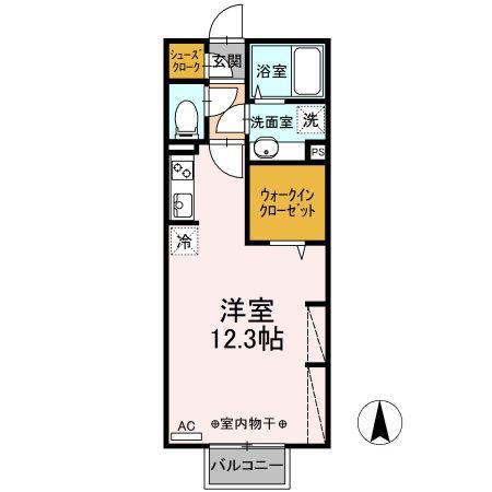 クレシェンテHR(ワンルーム/2階)の間取り写真