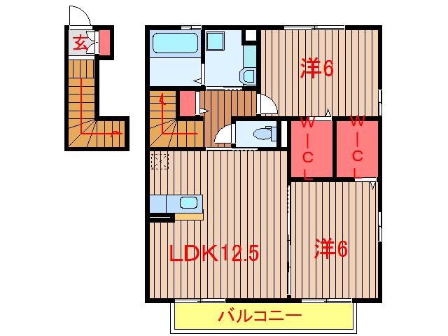 ソレイユAB(2LDK/2階)の間取り写真
