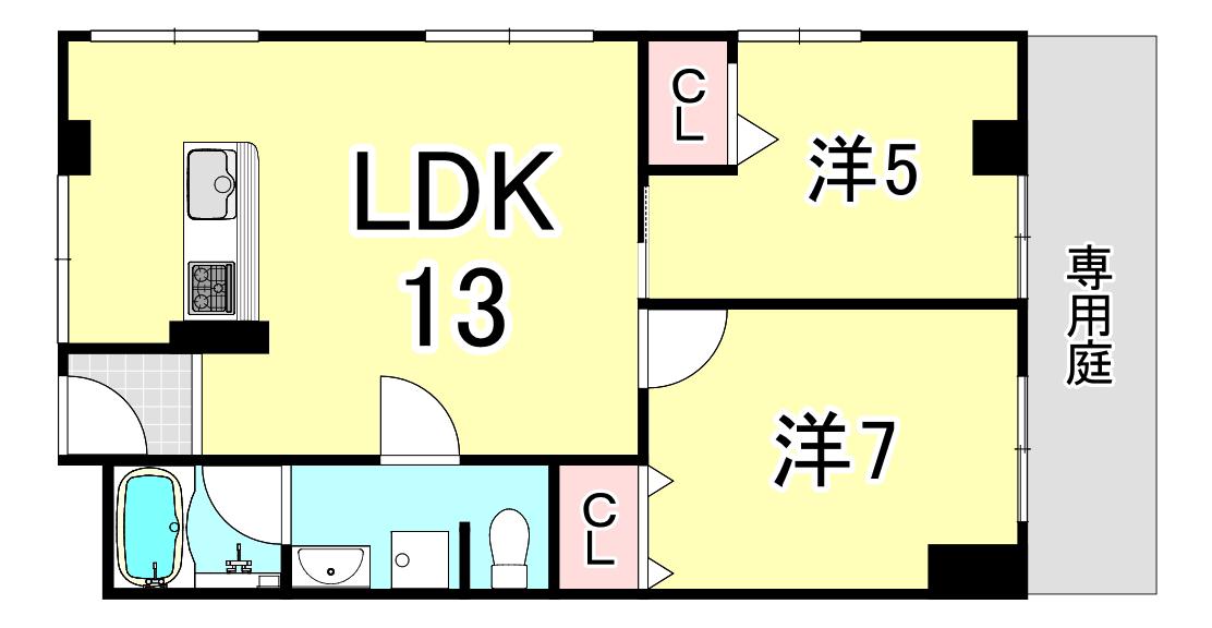 ハイツ相生(2LDK/1階)の間取り写真