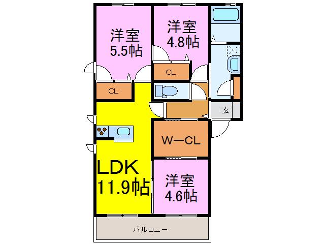 メゾン・スバルA(3LDK/1階)の間取り写真