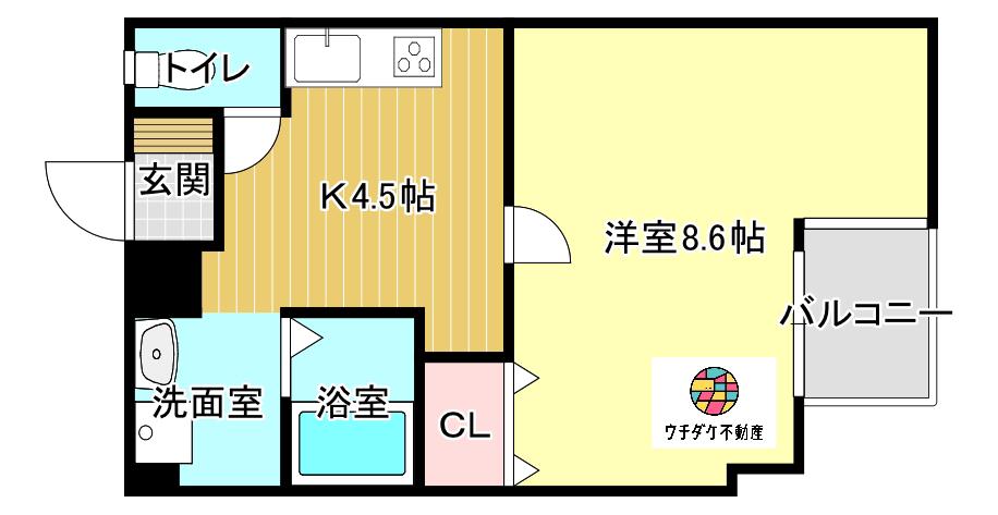 ソレイユビル(1K/4階)の間取り写真