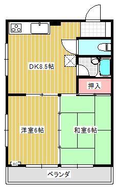 ラフォーレJUN(2DK/3階)の間取り写真