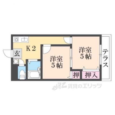 甲西ヒカリハイツ(2K/1階)の間取り写真