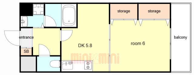 エスペランサ御影II(1DK/5階)の間取り写真