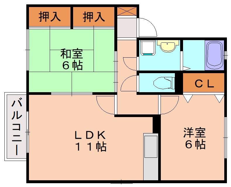 リッツハウス(2LDK/2階)の間取り写真