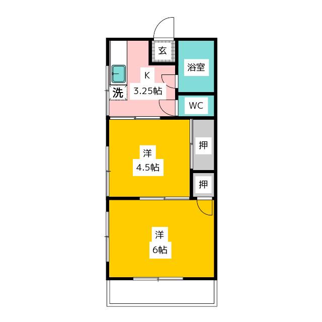岡本荘(2K/2階)の間取り写真