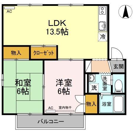 セントラルハイツ今村A棟(2LDK/2階)の間取り写真
