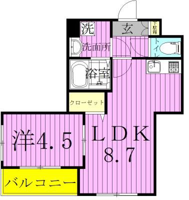 パインリーブズ(1LDK/1階)の間取り写真