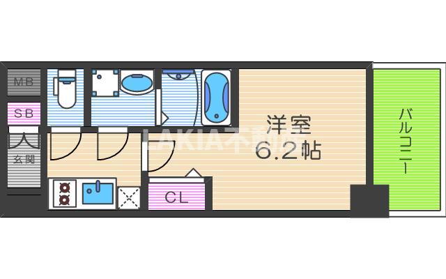 エスリード福島ブレイブ(1K/4階)の間取り写真