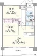 クレセント・コート(2LDK/3階)の間取り写真