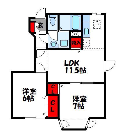 コートルミエール(2LDK/1階)の間取り写真