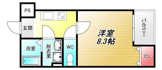 M&T近大前(1K/1階)の間取り写真