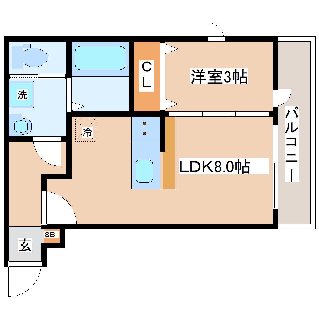 JEEP(1LDK/1階)の間取り写真