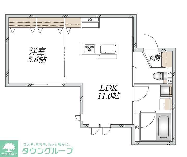 新石川1丁目メゾン西棟(1LDK/1階)の間取り写真