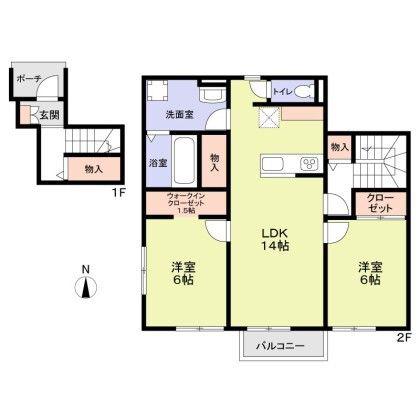 フォレストメゾンカーム(2LDK/1階)の間取り写真