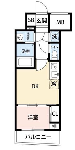 SERENITE本町REFLET(1DK/3階)の間取り写真