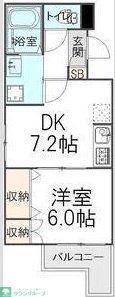 ヴランドール船橋本町(1DK/2階)の間取り写真