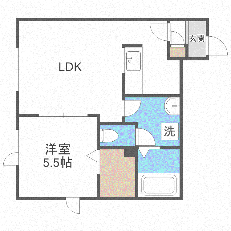 シャーメゾン麻生(1LDK/1階)の間取り写真