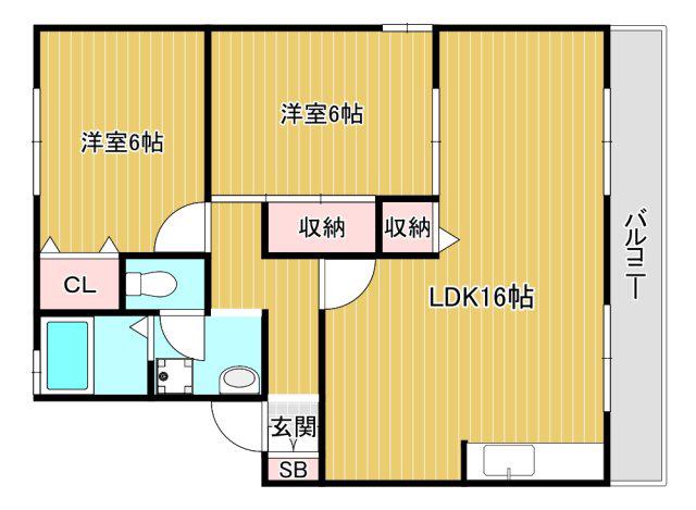 ラフィーネB(2LDK/2階)の間取り写真