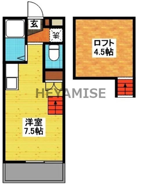 MODERN西山(ワンルーム/2階)の間取り写真