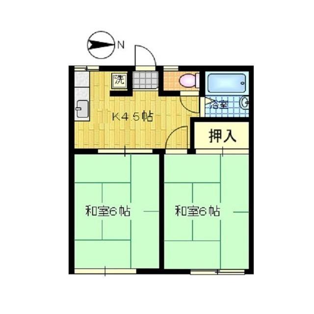 フラットK(2DK/1階)の間取り写真