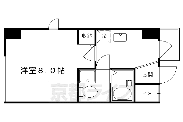 カーサ大和大路(1K/2階)の間取り写真