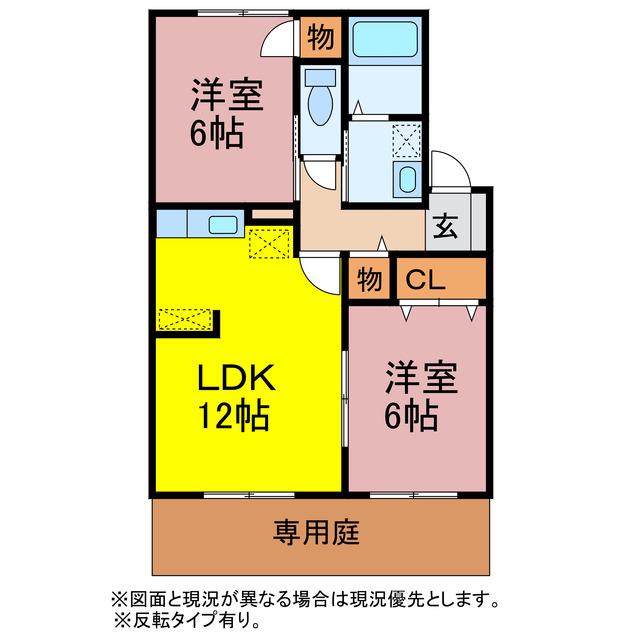 ベルウッド小栗A・B棟(2LDK/1階)の間取り写真