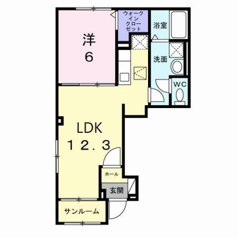 プロムナード・K(1LDK/1階)の間取り写真