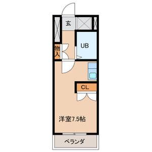 アミューズコート(ワンルーム/2階)の間取り写真