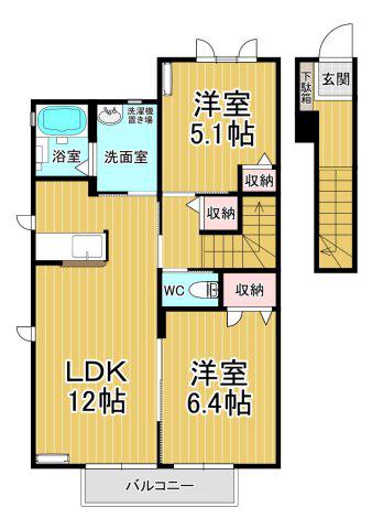 シャーメゾン・ベルA棟(2LDK/2階)の間取り写真