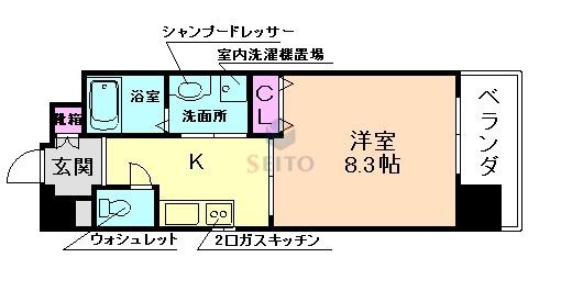 エルベコート豊中服部(1K/7階)の間取り写真