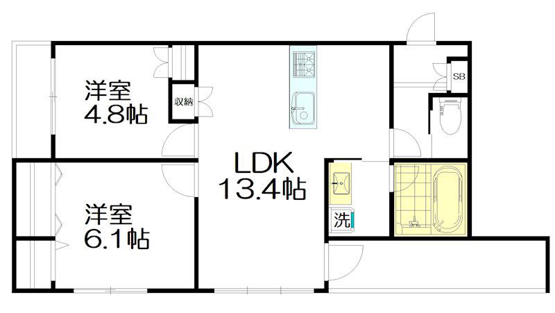 EUGENE COURT(2LDK/2階)の間取り写真