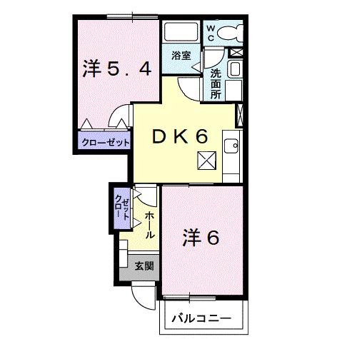 コンフォール・サト(2DK/1階)の間取り写真
