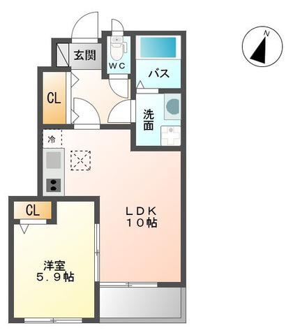 DEAR COURT(1LDK/1階)の間取り写真