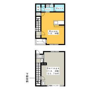 GARAGE VILLA 米津(ワンルーム/2階)の間取り写真