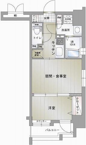 エンクレスト平尾II(1LDK/3階)の間取り写真